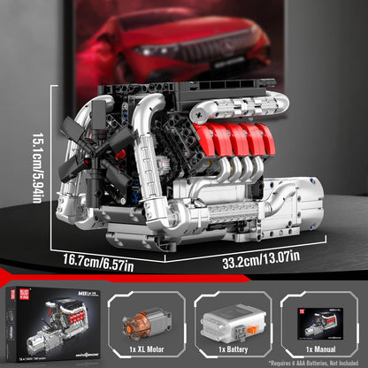 Mouldking 10203 - V8 Motorblok van een BMW M8
